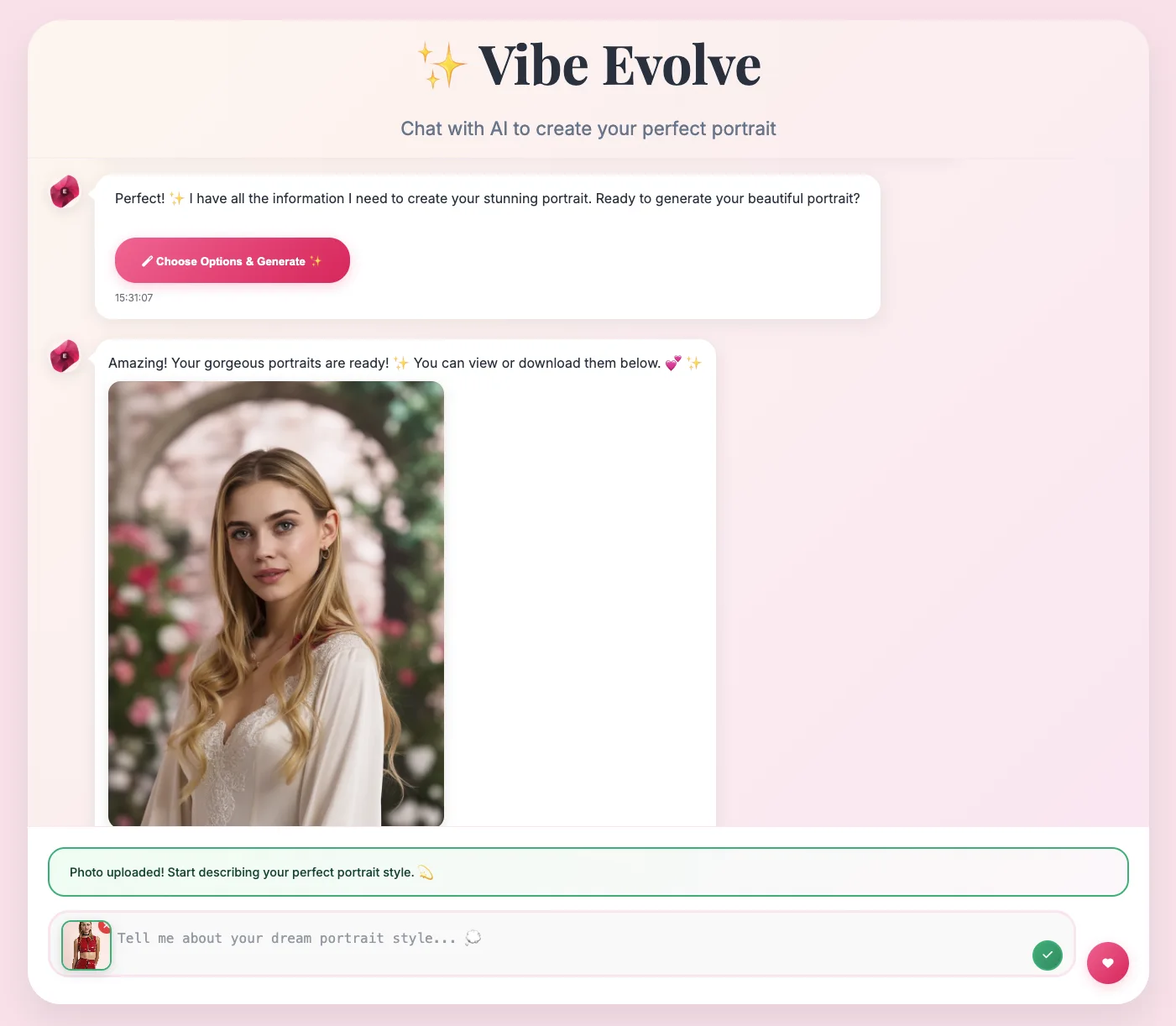 Vibe Evolve Chat Interface